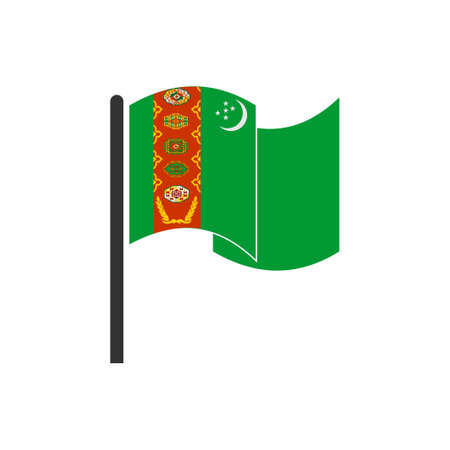 Turkmenistan flags icon set, Turkmenistan independence day icon set vector sign symbolのイラスト素材