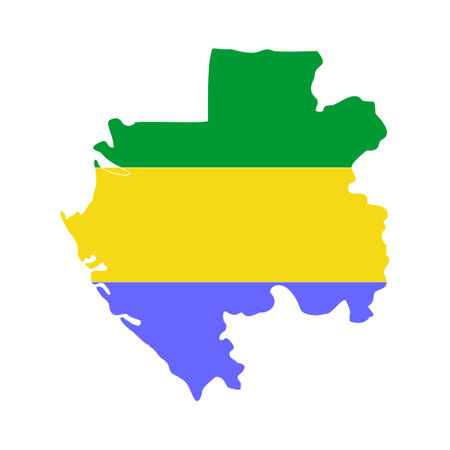 Gabon flags icon set, Gabon independence day icon set vector sign symbolのイラスト素材