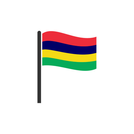 Mauritius flags icon set, Mauritius independence day icon set vector sign symbolのイラスト素材