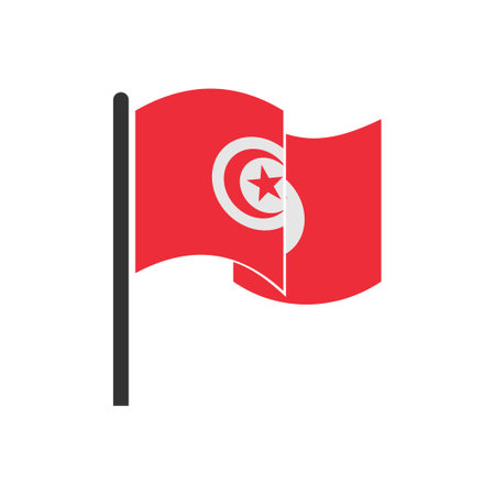 Tunisia flags icon set, Tunisia independence day icon set vector sign symbolのイラスト素材