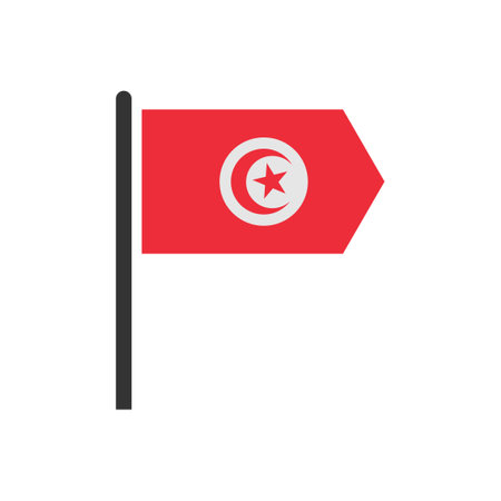 Tunisia flags icon set, Tunisia independence day icon set vector sign symbolのイラスト素材