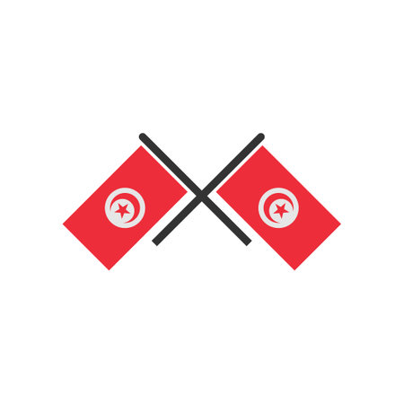 Tunisia flags icon set, Tunisia independence day icon set vector sign symbolのイラスト素材