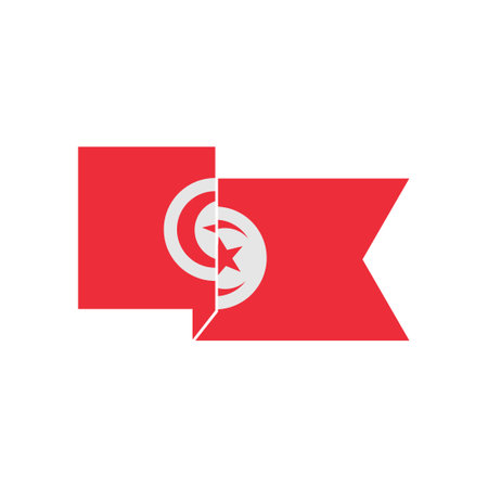 Tunisia flags icon set, Tunisia independence day icon set vector sign symbolのイラスト素材