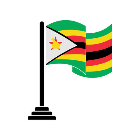 Zimbabwe flag icon set, Zimbabwe independence day icon set vector sign symbolのイラスト素材