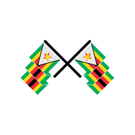 Zimbabwe flag icon set, Zimbabwe independence day icon set vector sign symbolのイラスト素材