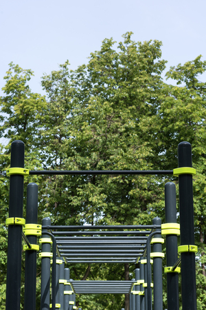 Street sports ground. Trunki. Trees and sky in the backgroundの写真素材