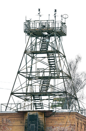 Meteorological station. The old metal design. Tower for measuring the weatherの写真素材