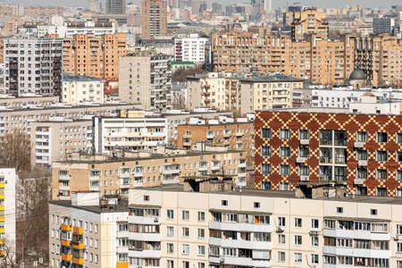 City view from the window. Many different buildings, the pattern of a big cityの写真素材