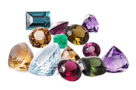 Placer of different dazzling jewels. Perfect luxury gems.の写真素材