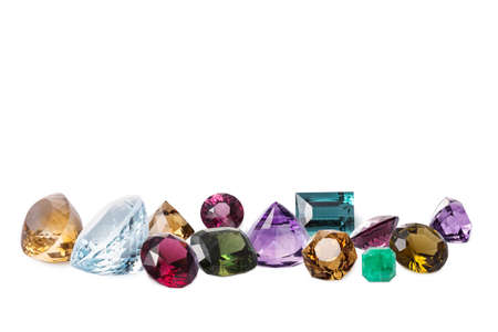 Row of perfect shining gems. Dazzling luxury jewerly.の写真素材