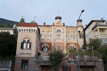 Beautiful pink house in Trieste, Italyのeditorial素材