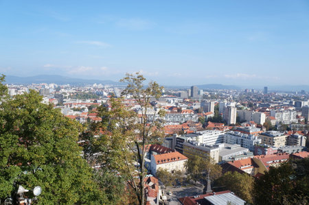 Cityscape of capital city of Slovenia Ljubljanaのeditorial素材