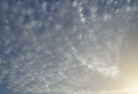 Sky with beautiful fleecy clouds in sunset time