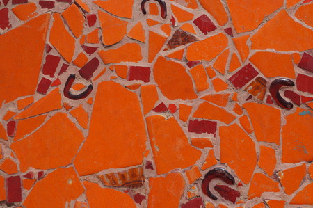 Red tiles mosaic backgroundの写真素材