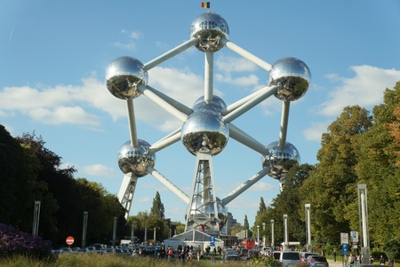 Atomium structure - famous monument and museum, in Brussels, Belgiumのeditorial素材