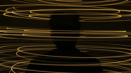 Abstract colorful irregular lines on black background photo with long exposure.Light painting photography.Lights with irregular patterns for overlayの写真素材