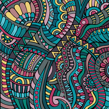 Decorative green ornamental ethnic vector pattern backgroundのイラスト素材