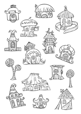 Sketch of cartoon vector houses. Series separate lodge.のイラスト素材