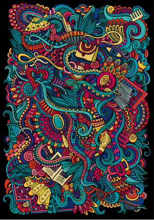 vector doodles background with female fashion thingsのイラスト素材