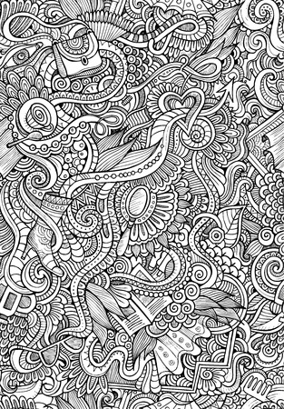 vector doodles seamless pattern with female fashion thingsのイラスト素材