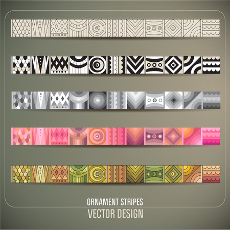 Abstract vector ornamental stripes. design elements setのイラスト素材