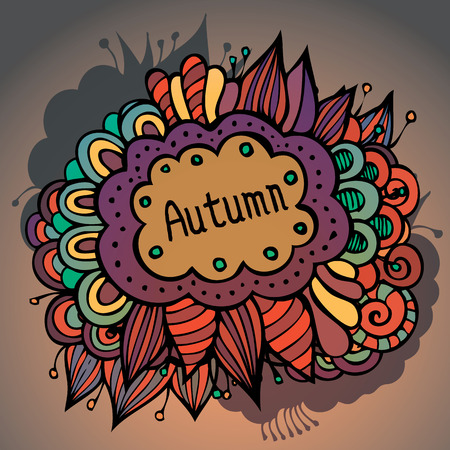 Vector  abstract autumn floral and leaves card designのイラスト素材