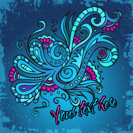 Abstract decorative cartoon ethnic floral design cardのイラスト素材