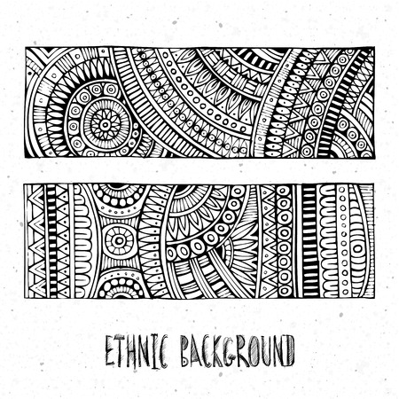 Abstract vector hand drawn ethnic pattern cardsのイラスト素材