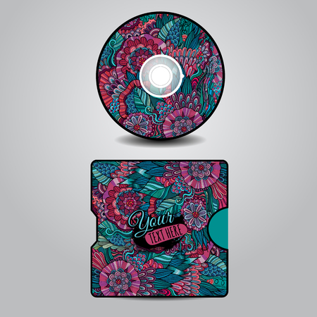 Vector CD cover design. Editable templates. Floral Designのイラスト素材