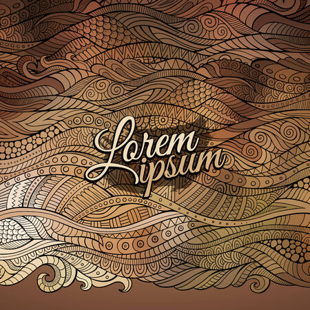 Abstract vector decorative waves background. Template frame design for card.のイラスト素材