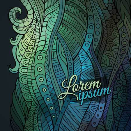 Abstract vector decorative waves background. Template frame design for card.のイラスト素材