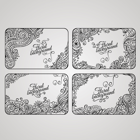 Set of four floral decorative vector frames for you textのイラスト素材