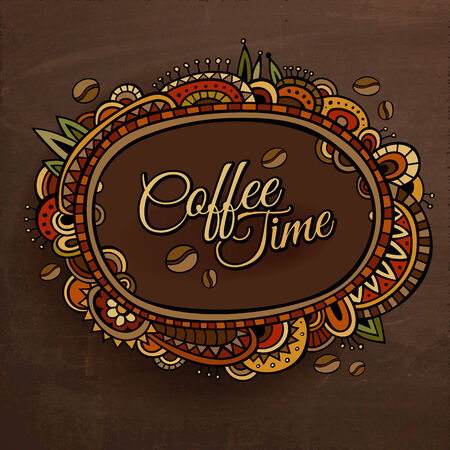 Coffee time decorative border label design. Vector illustrationのイラスト素材