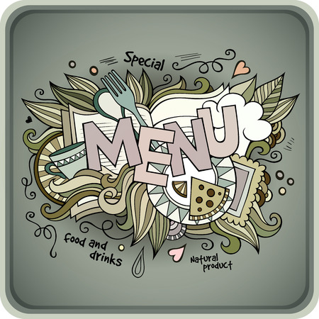 Menu hand lettering and doodles elementsのイラスト素材