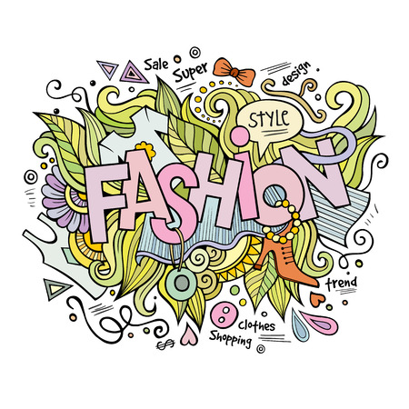 Fashion hand lettering and doodles elementsのイラスト素材