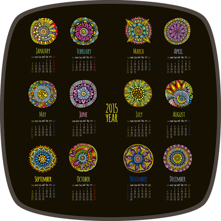 Ethnic calendar next year designのイラスト素材