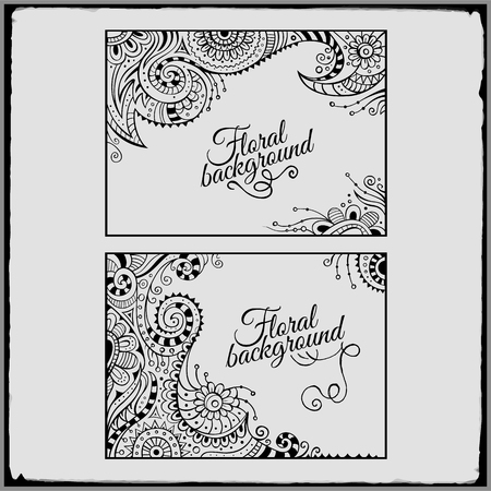 Set of floral decorative vector framesのイラスト素材
