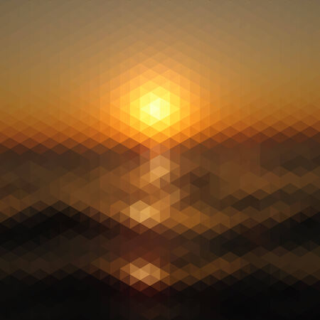 Retro landscape pattern of geometric shapes.のイラスト素材