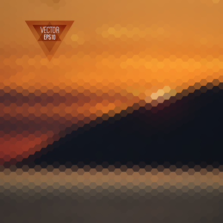 Retro landscape pattern of geometric shapes.のイラスト素材