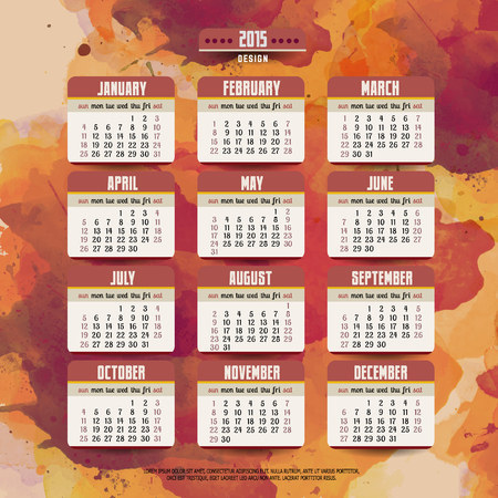 Calendar with watercolor paint 2015のイラスト素材