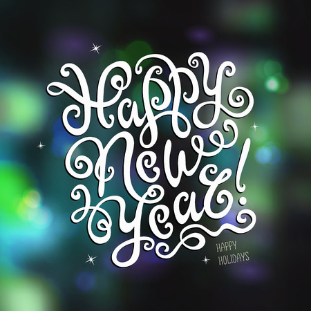 Christmas Greeting Card. Merry Christmas and Happy New Year hand drawn letteringのイラスト素材