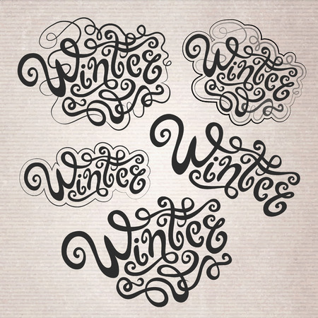 Winter hand lettering setのイラスト素材