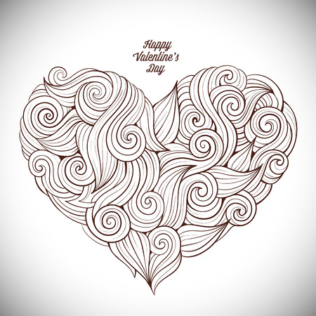 Hand drawn curled vector heartのイラスト素材