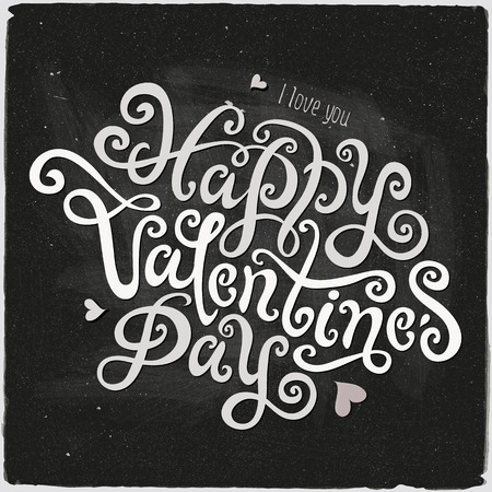 Happy Valentines Day hand lettering - handmade calligraphy, vectorのイラスト素材