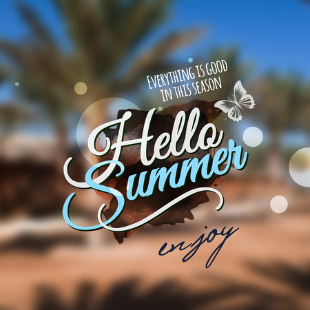 Hello Summer message. Vector abstract blurred background.のイラスト素材