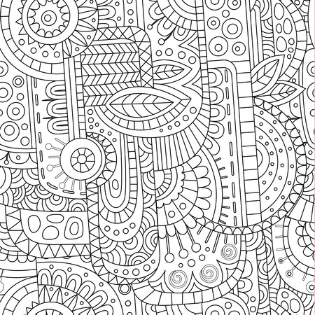 Abstract decorative geometric contour line vector seamless patternのイラスト素材