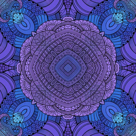 Abstract vector decorative ethnic hand drawn color vintage seamless patternのイラスト素材