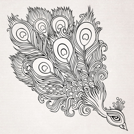 Decorative abstract ornamental peacock background. Vector illustrationのイラスト素材
