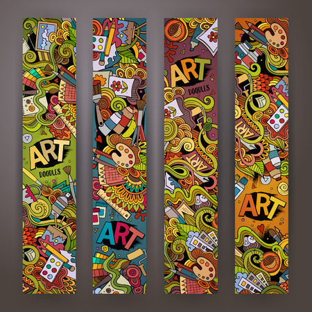 Cartoon Colorful Vector Hand Drawn Doodles Art Corporate Identity