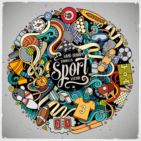 Cartoon cute doodles hand drawn Sport illustrationのイラスト素材